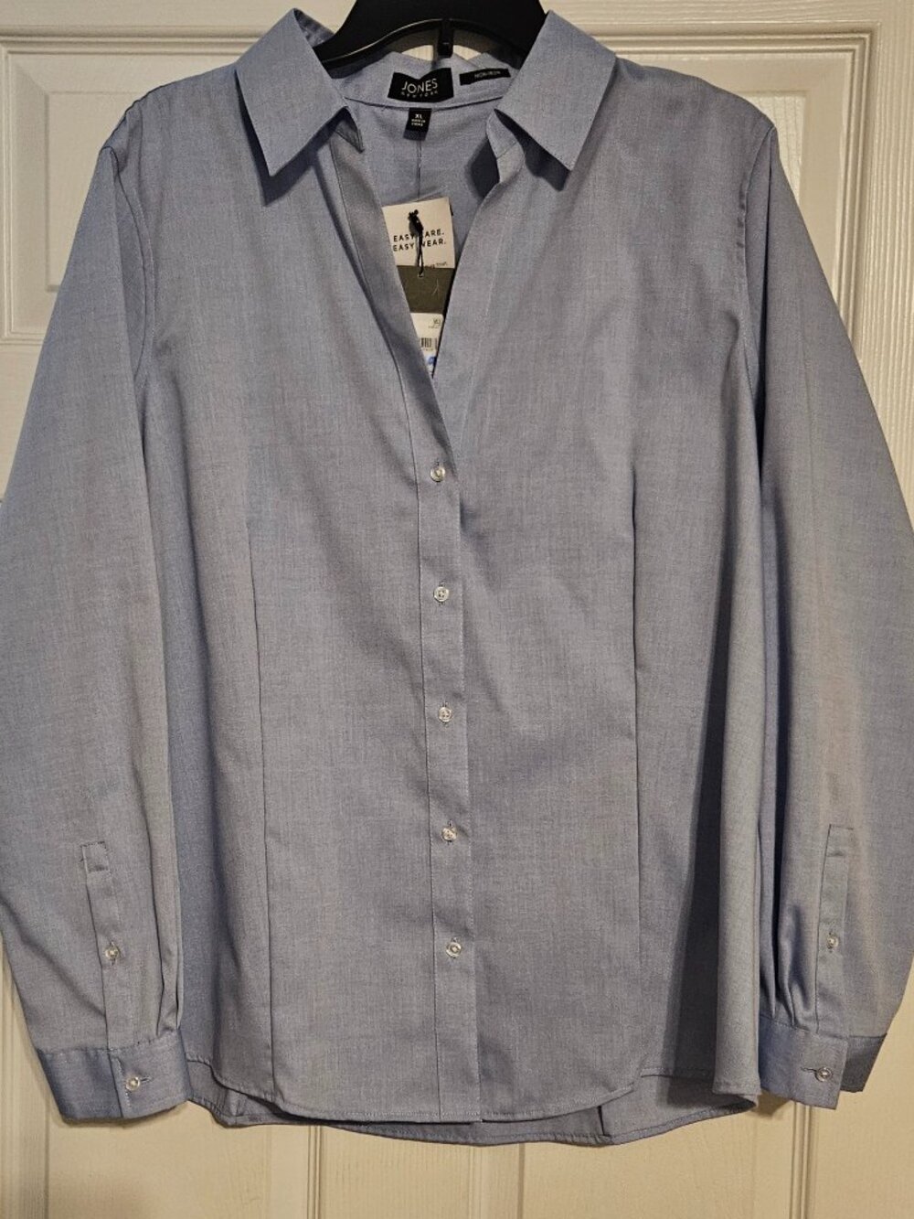 Jones New York Button up Long Sleeve Blue Shirt Size XL
